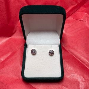 Rolex stainless steel crown stud earrings